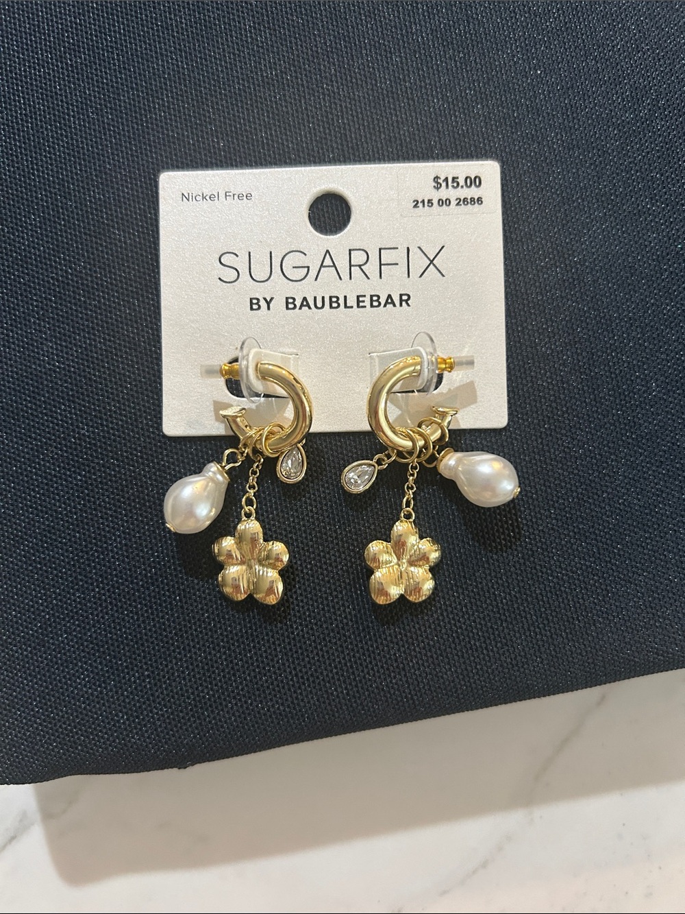 Gold Floral Pearl Drop Earrings